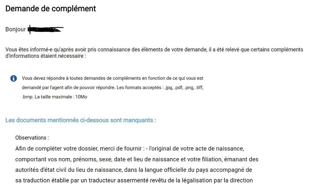 Naturalisation par décret Erreur/Bug d