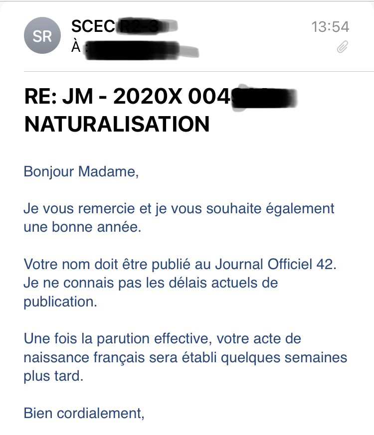 NATURALISATION PAR DECRET FORUM 1 Suivi de dossier REZE & SCEC