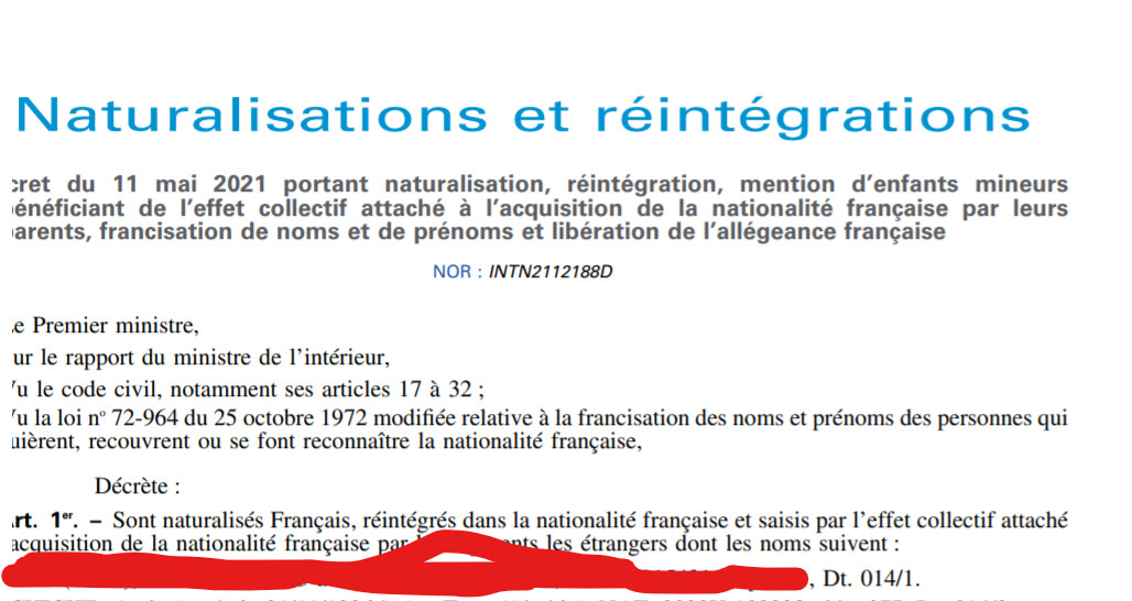 FORUM 1 NATURALISATION PAR DECRET Suivi de dossier SDANF & SCEC