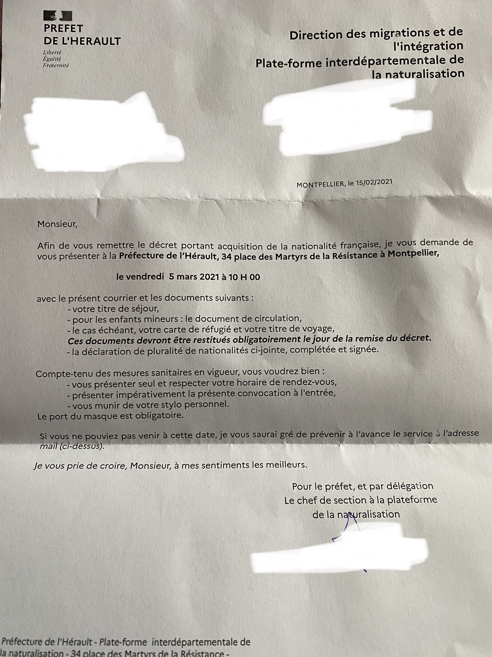 FORUM 2 NATURALISATION PAR DECRET Étapes ADN + CNI + Passeport