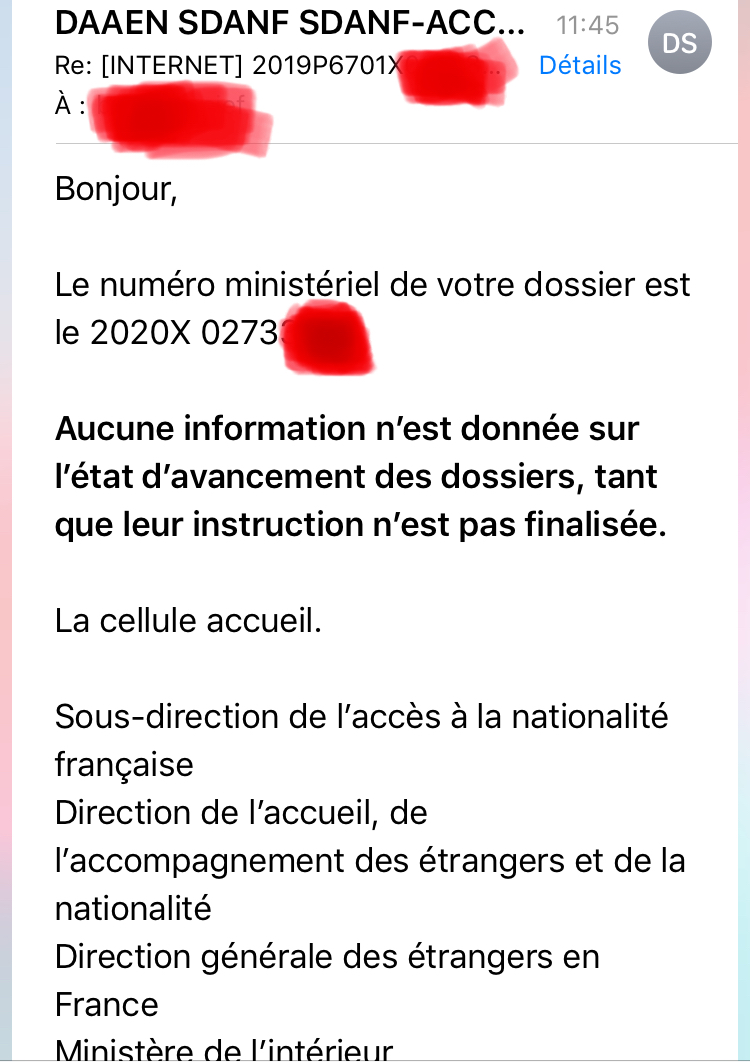 NATURALISATION PAR DECRET FORUM 1 Suivi de dossier REZE & SCEC
